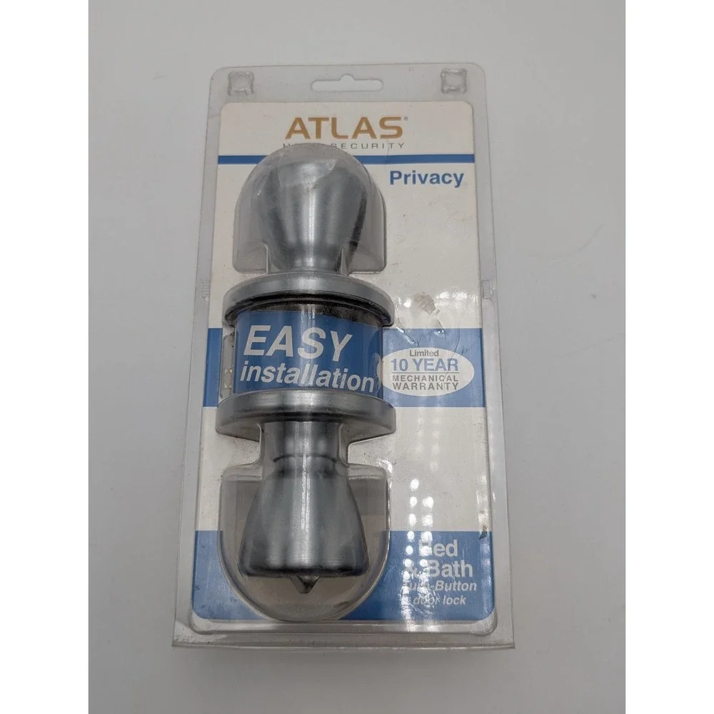(2x) ATLAS SATIN CHROME Bed Bath Button Lock Privacy Tulip Doorknob Door Handle